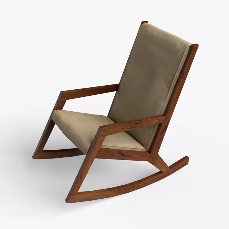 Rezzan Rocking Chair in oak Low-poly 3D model_0