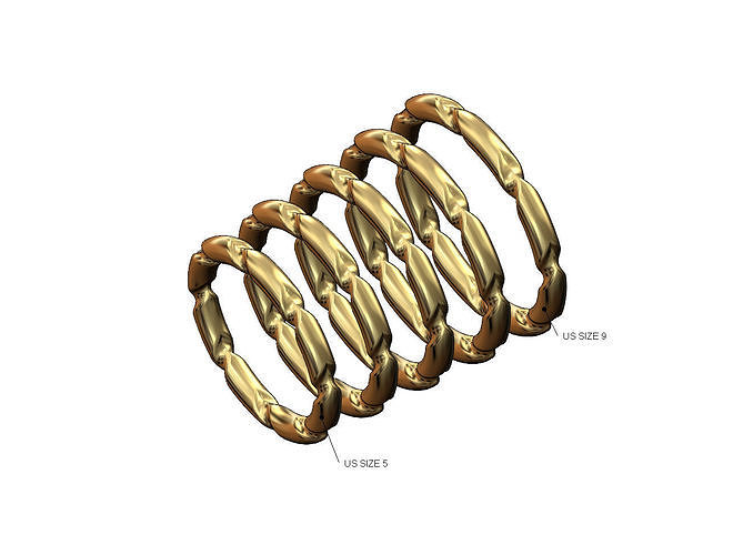 Thin organic shape motif band US sizes 5to9 3D print model