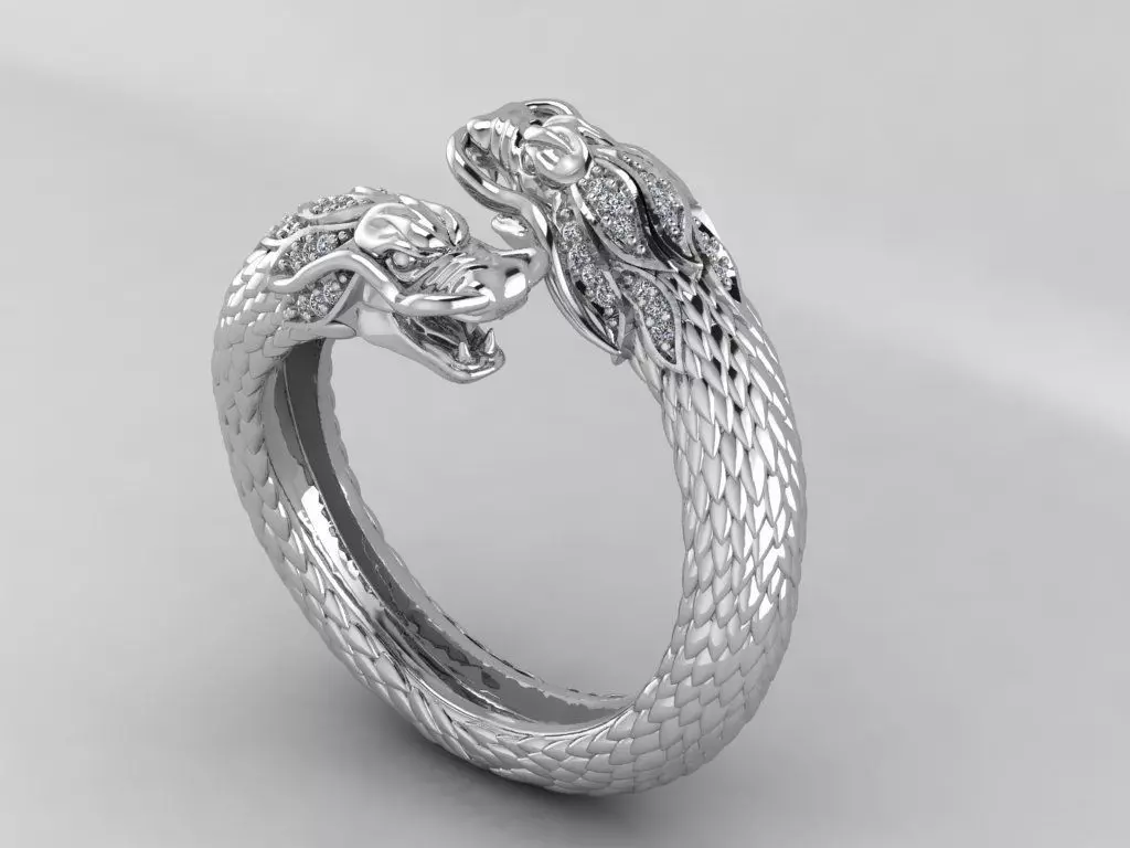 Bracelet dragon ring 3D print model_0