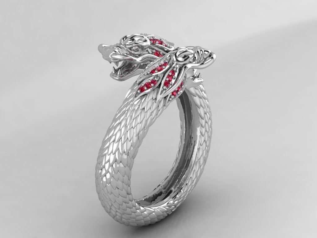 Bracelet dragon ring 3D print model_3