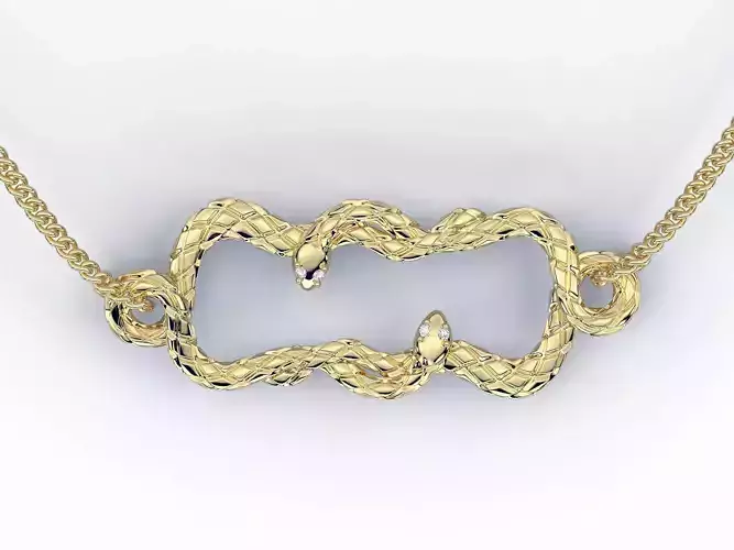 snakes pendant  gold printable jewelry 3D model 3D print model