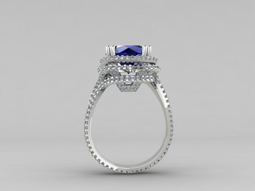 rings sapphire and diamond engagement ring 3D print model_1