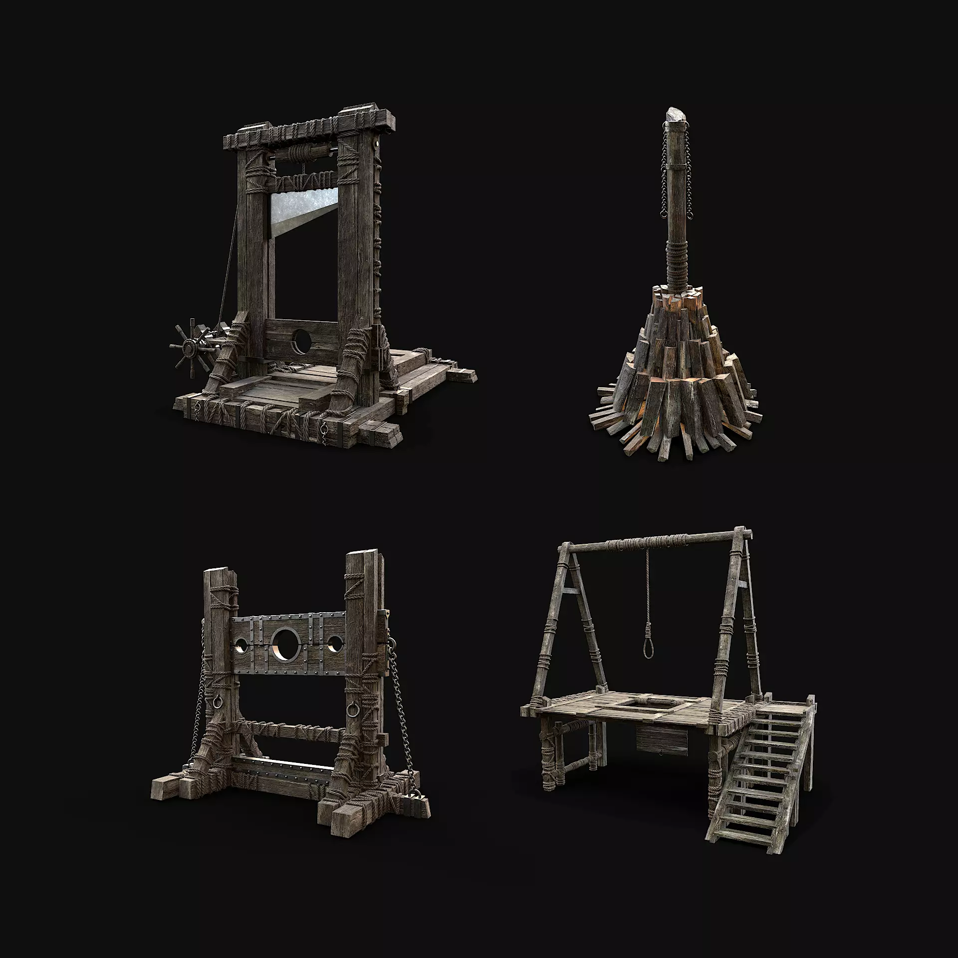 DEATH TORTURE TORMENT EXECUTION DEVICES CONSTRUCTION PACK Low-poly 3D model