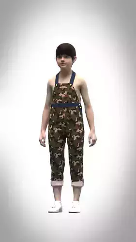 Girls Camo Dungaree Low-poly 3D model