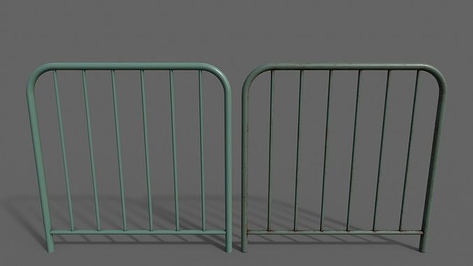 PBR Pedestrian Guard Rail Green V2 Low-poly 3D model