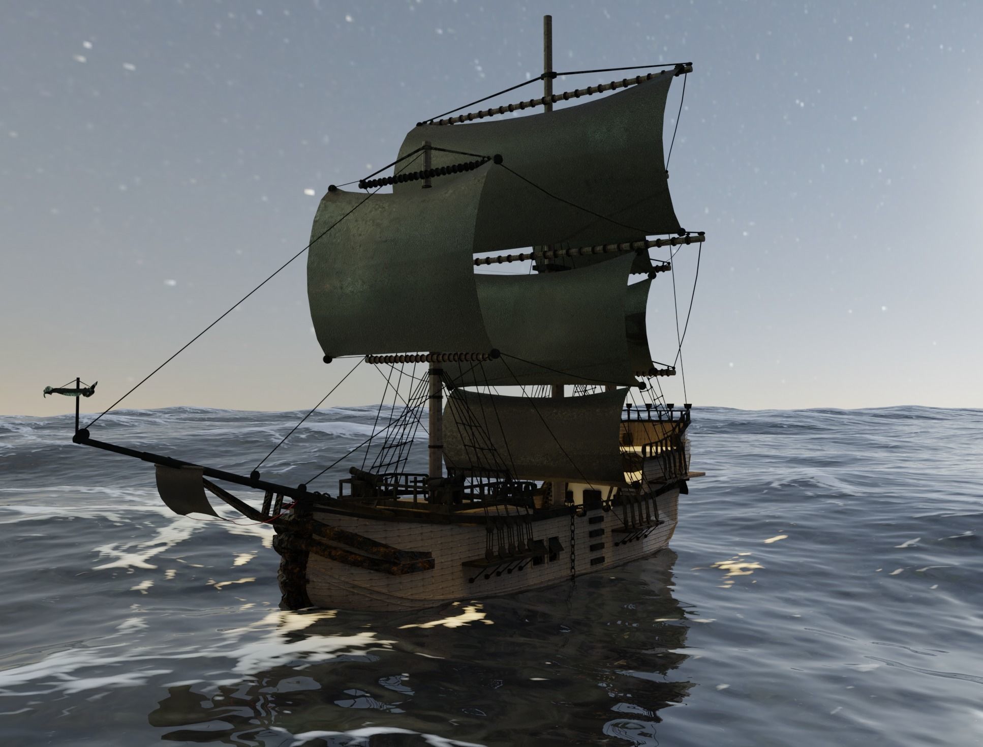 Old Ship Low-poly 3D model_5