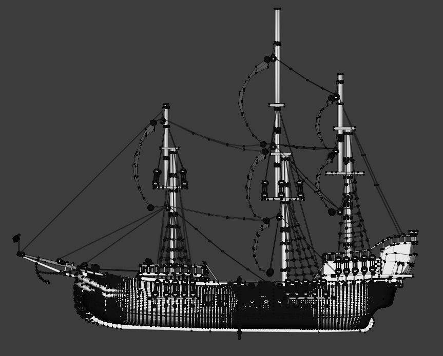 Old Ship Low-poly 3D model_4