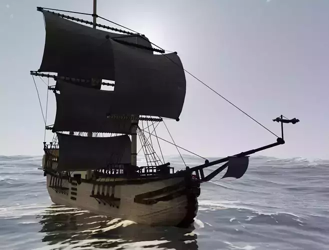 Old Ship Low-poly 3D model