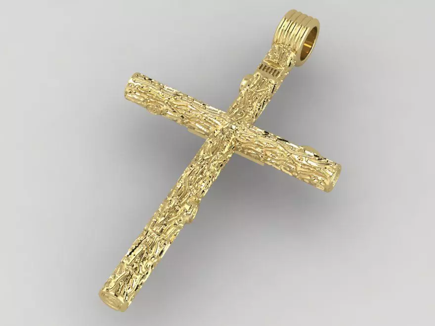 gold cross necklace 3D print model_0