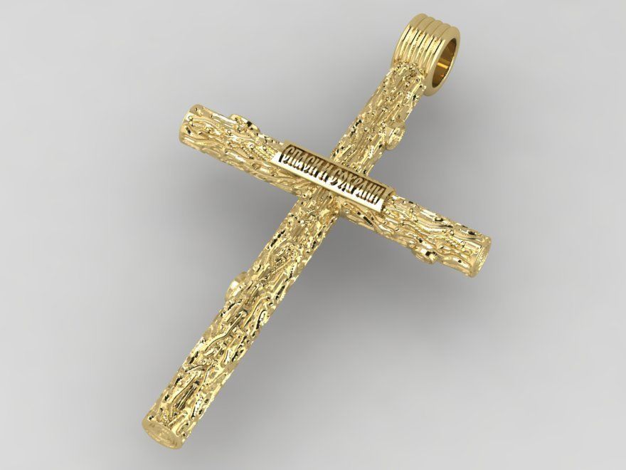 gold cross necklace 3D print model_1