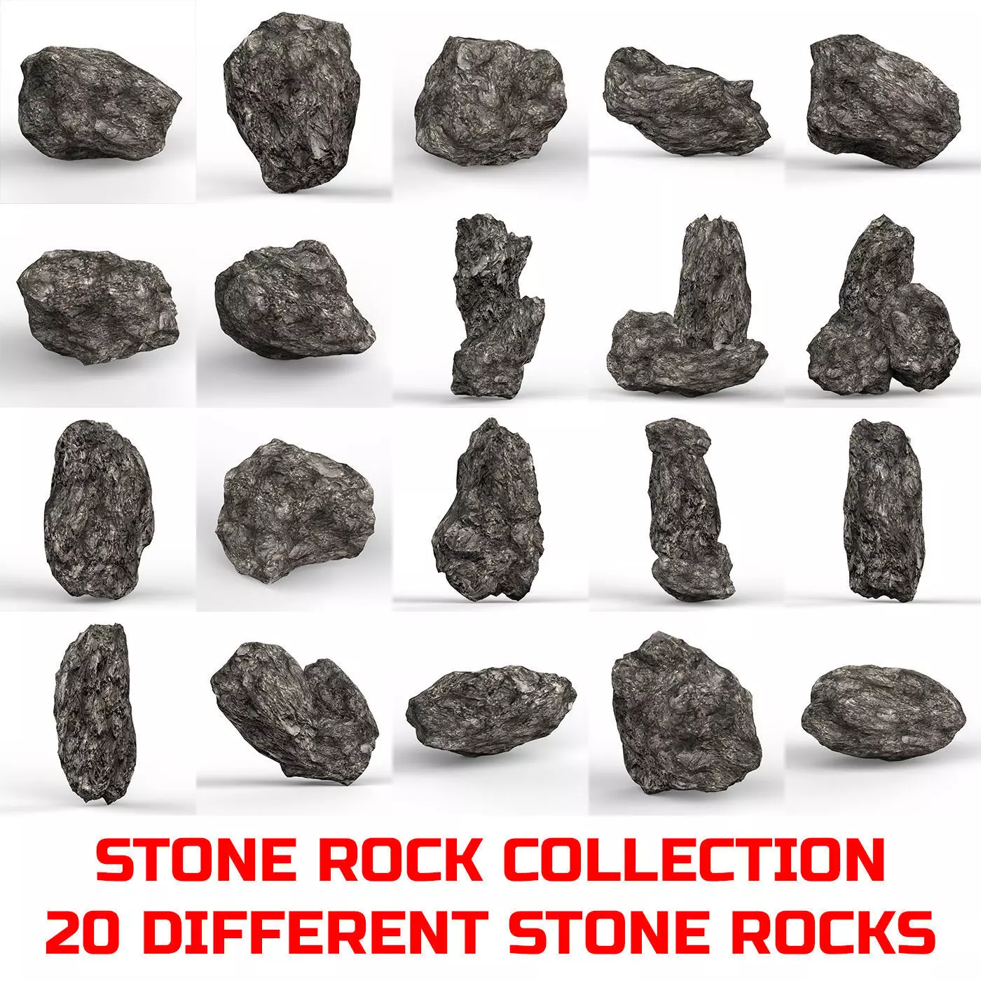 Rocks Stone Collection Low-poly 3D model