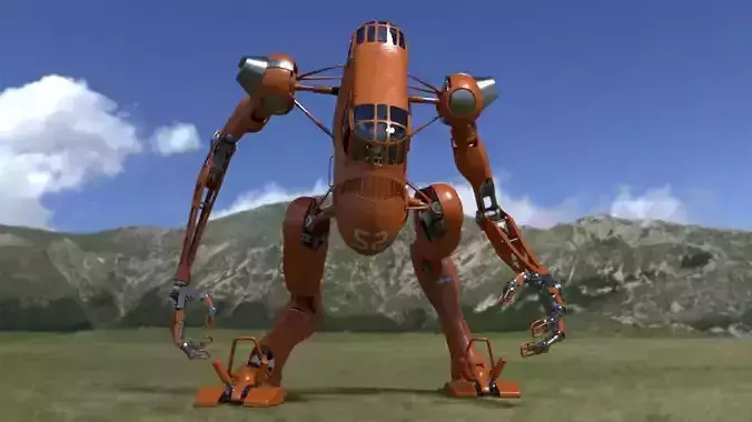 Fully Rigged Recycled Seahorse Mecha 3D model