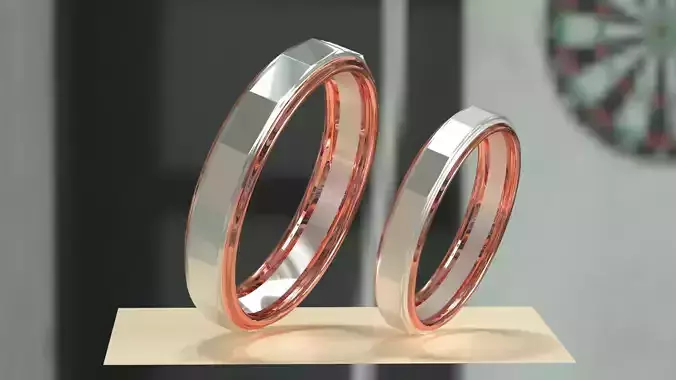 Rings gold wedding ring and dart 3D model