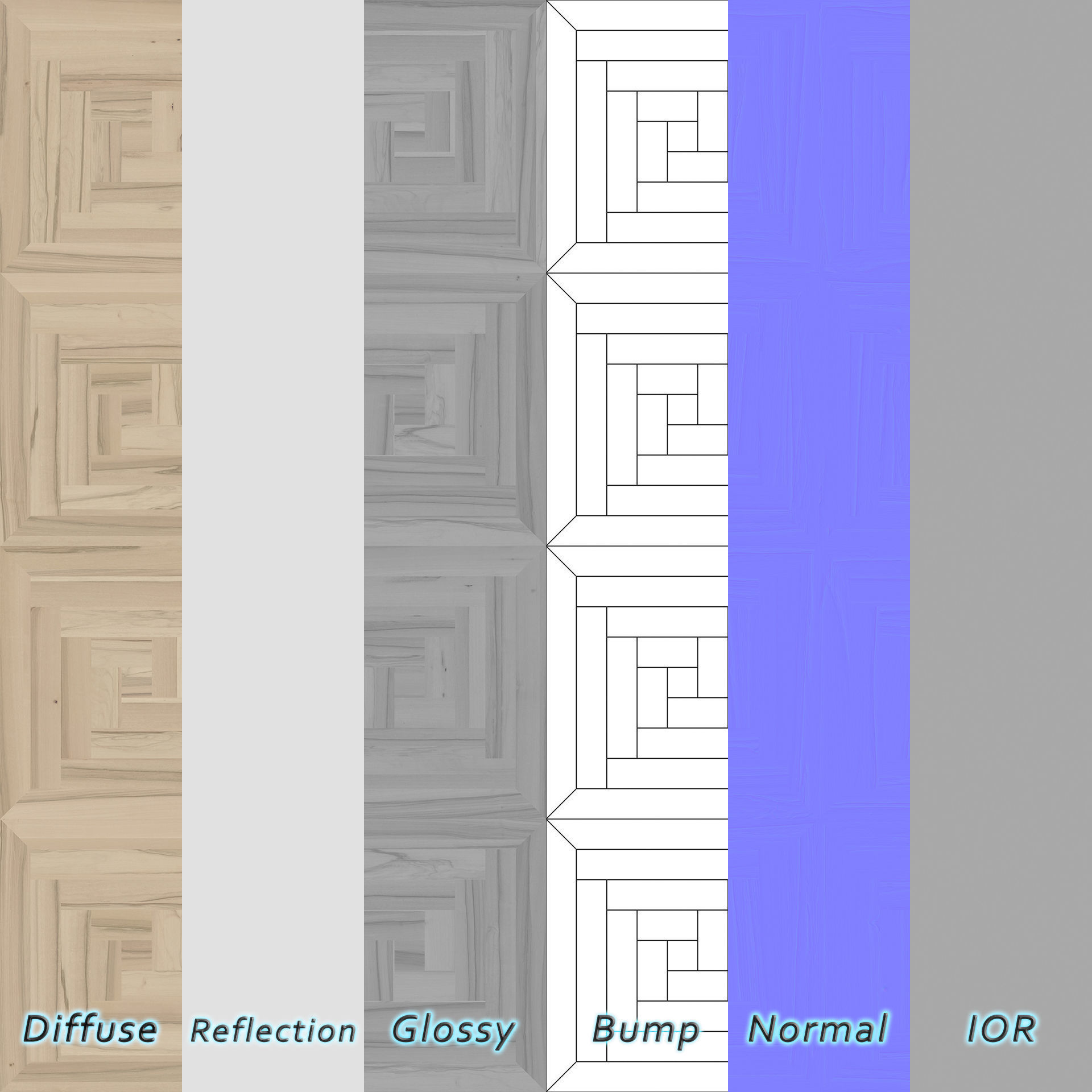 Parquet - Laminate - Wooden floor 4 in 1 3D model_8