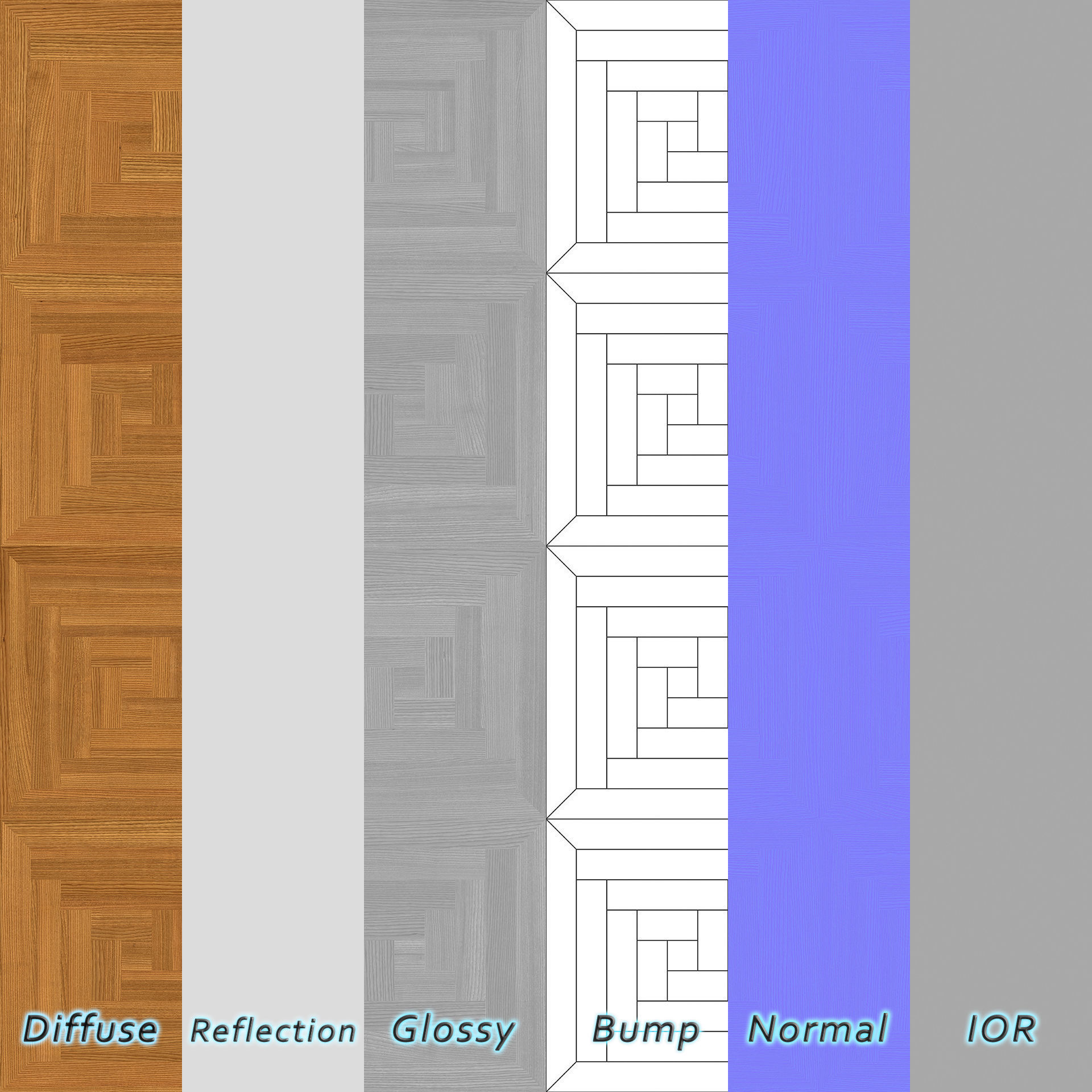 Parquet - Laminate - Wooden floor 4 in 1 3D model_5