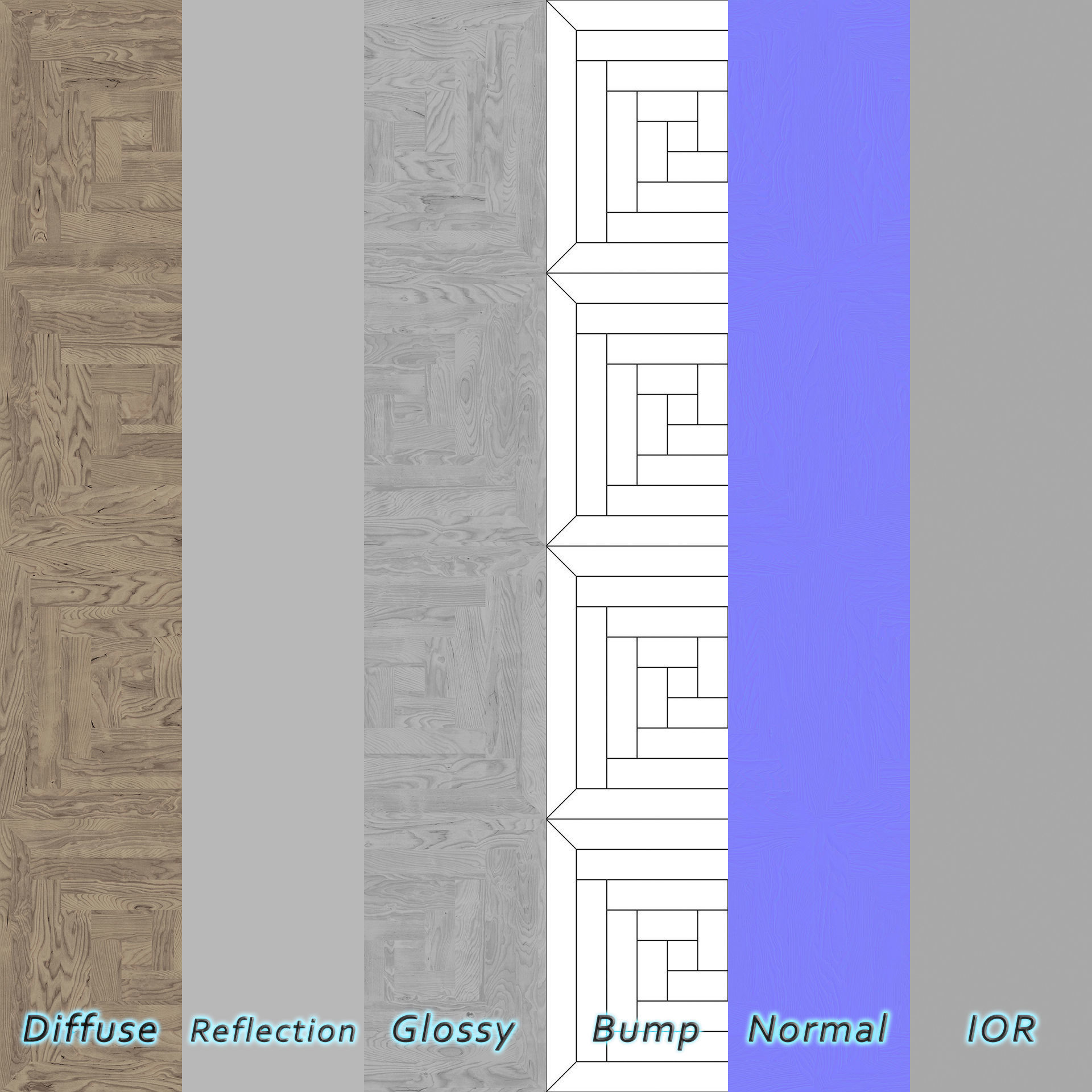 Parquet - Laminate - Wooden floor 4 in 1 3D model_7