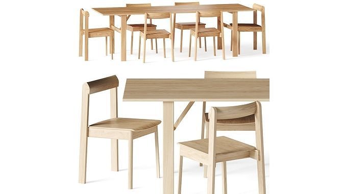 Form and Refine Blueprint Chair and Damsbo Dining Set 3D model