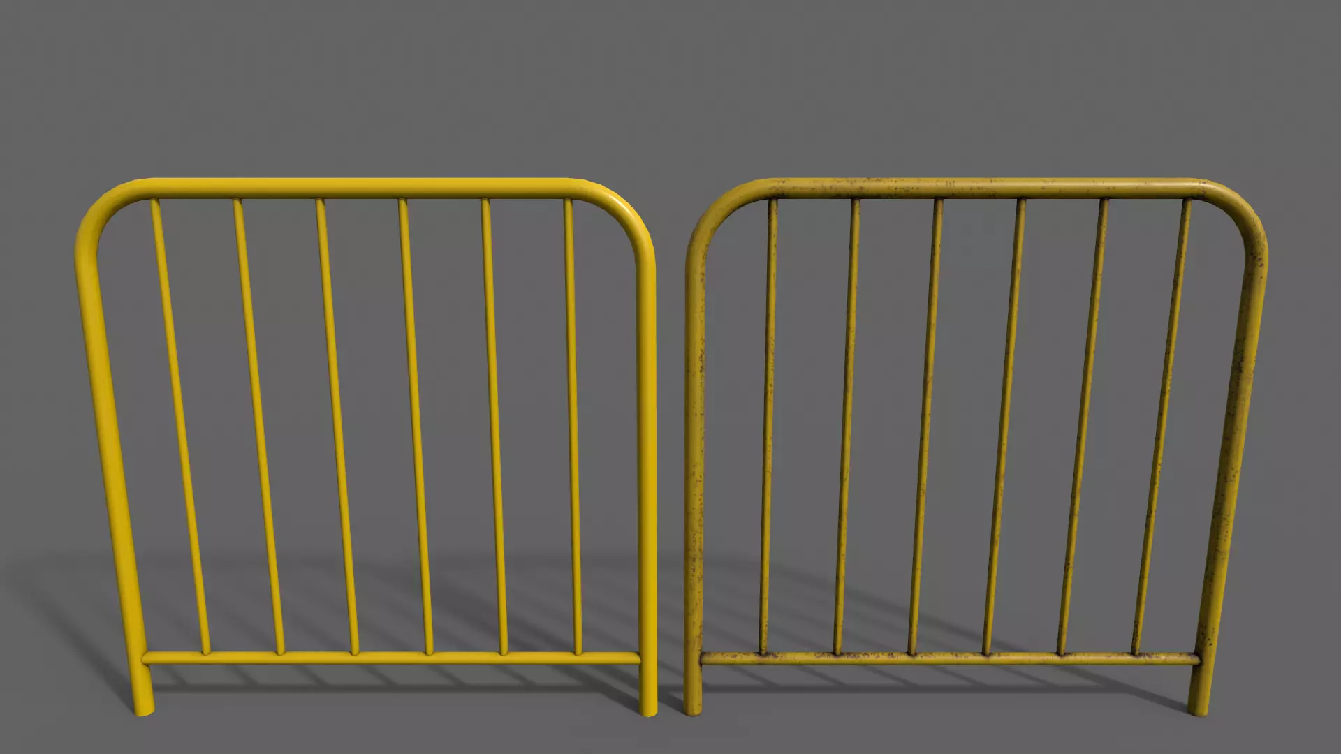 PBR Pedestrian Guard Rail Yellow V2 Low-poly 3D model