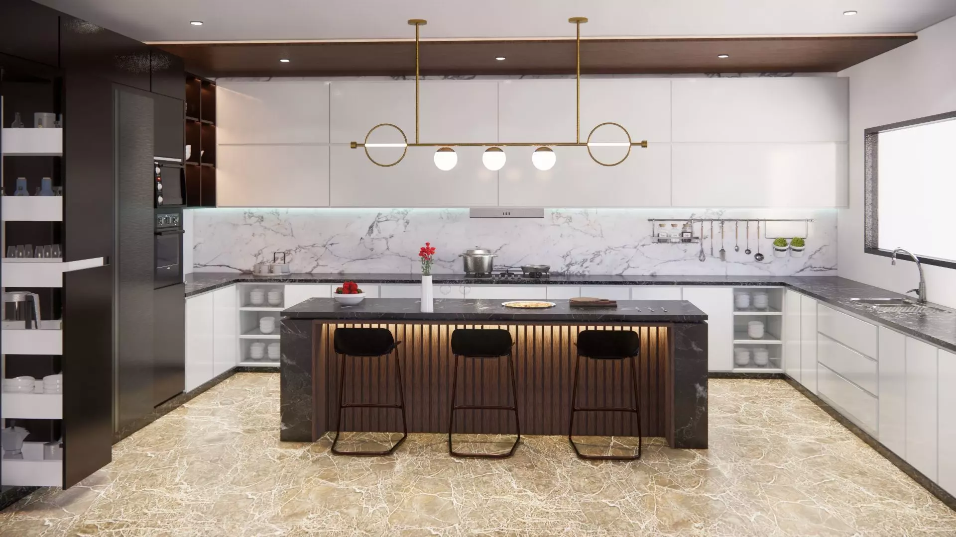 kitchen design render by enscape Low-poly 3D model