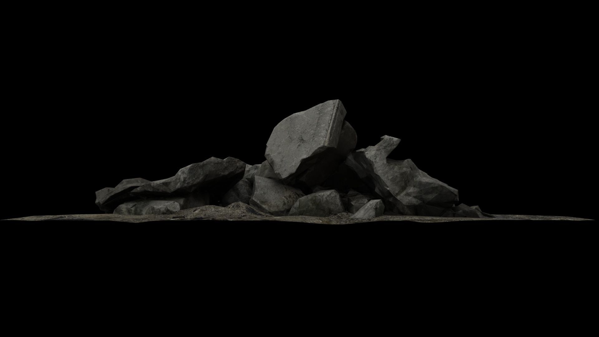 Ruin Debris Kit Rubble gravel pile 3D model_4