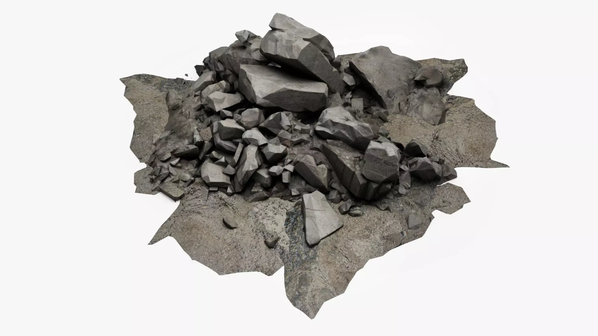 Ruin Debris Kit Rubble gravel pile 3D model_0