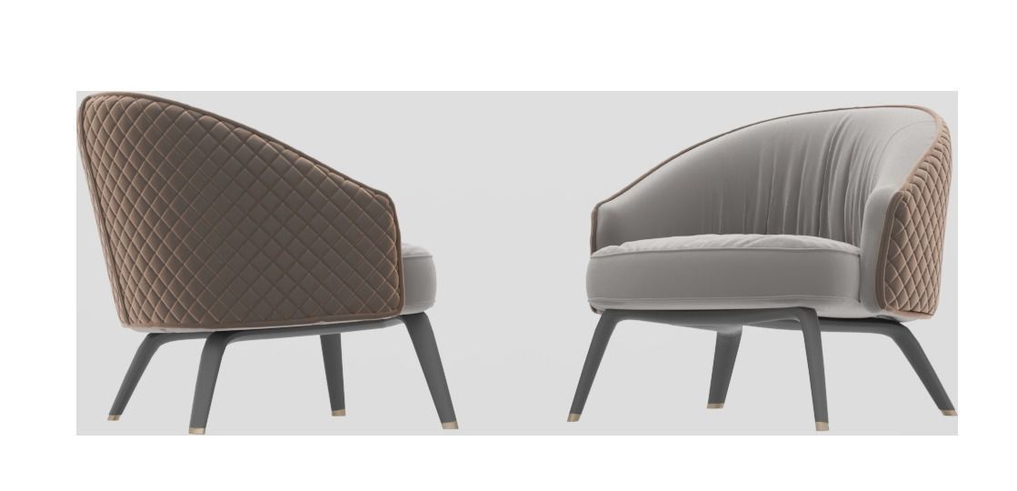Chair model pair of lounge chairs Low-poly 3D model_1