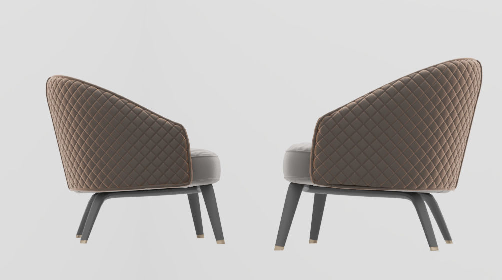 Chair model pair of lounge chairs Low-poly 3D model_8