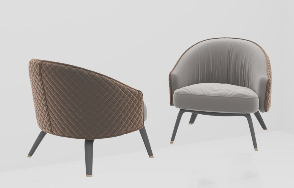 Chair model pair of lounge chairs Low-poly 3D model_6