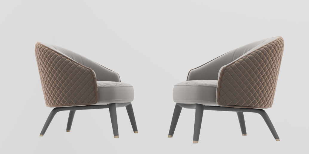 Chair model pair of lounge chairs Low-poly 3D model_5