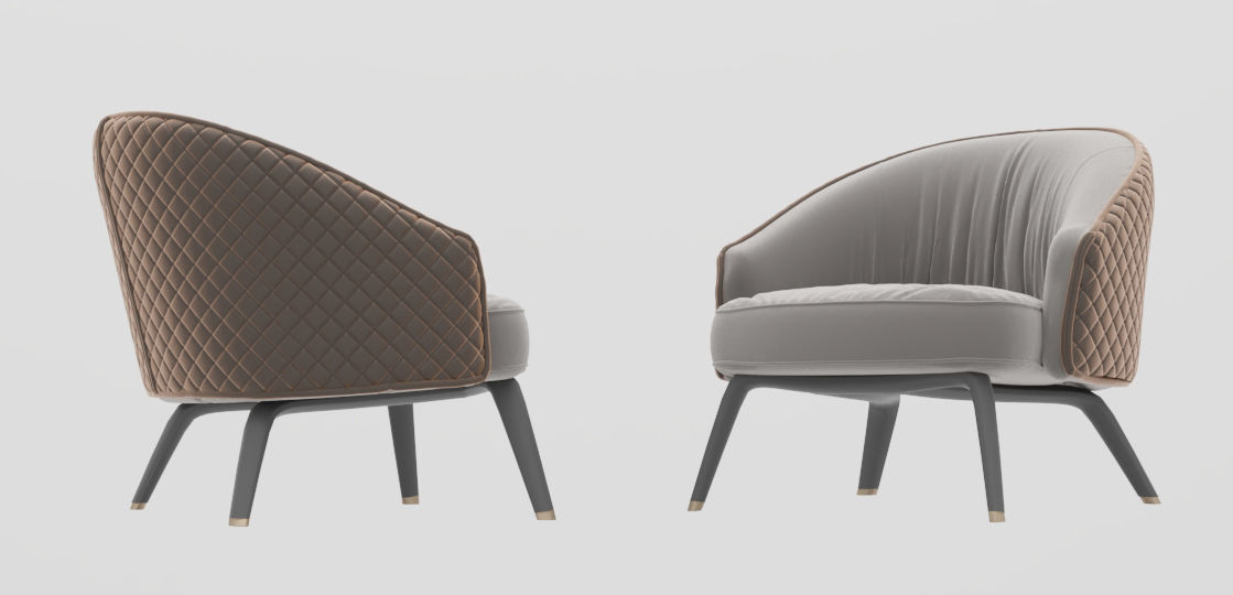 Chair model pair of lounge chairs Low-poly 3D model_3
