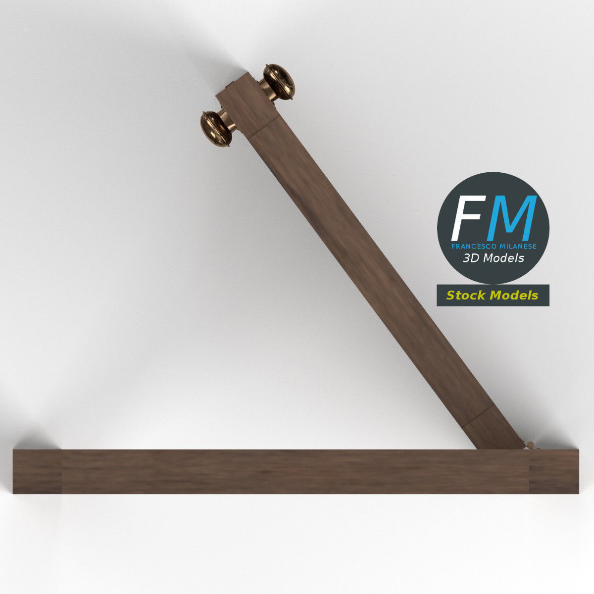 Wooden door with a porthole window 3D model_6