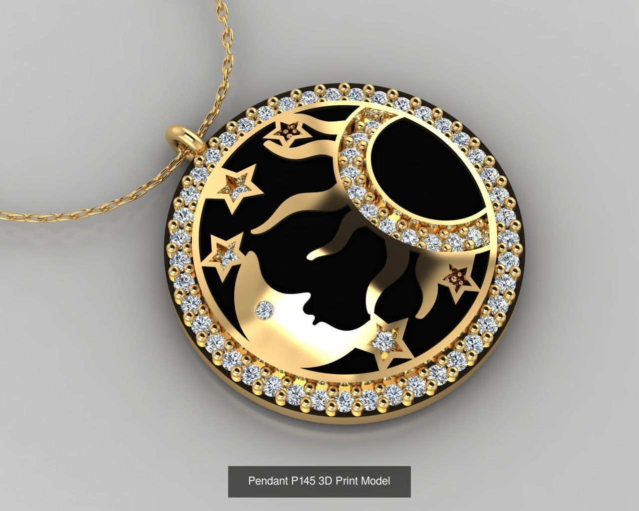 Pendant 3D Print Model Collection with moon and stars _22