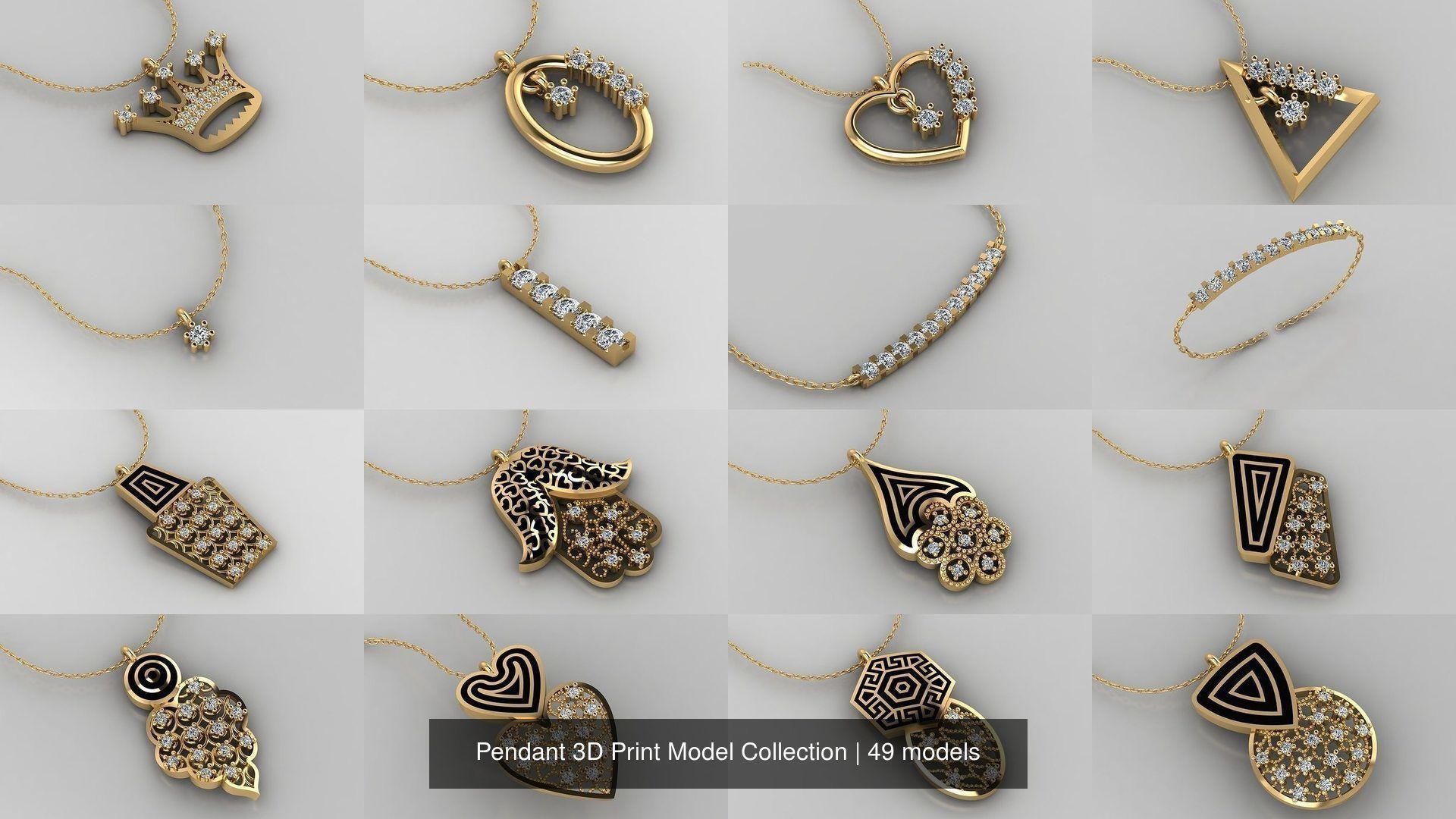 Pendant 3D Print Model Collection with moon and stars _4