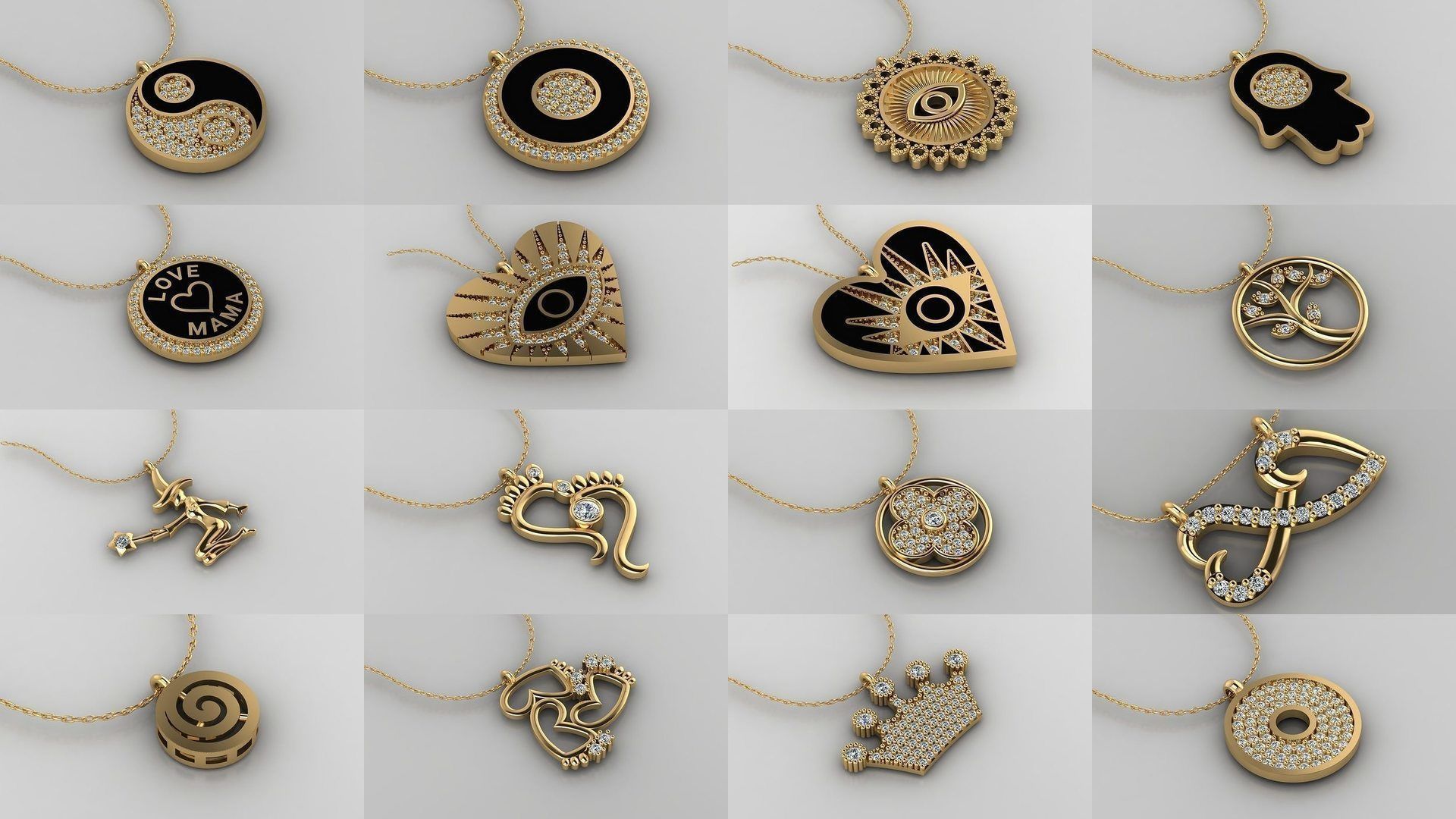 Pendant 3D Print Model Collection with moon and stars _1