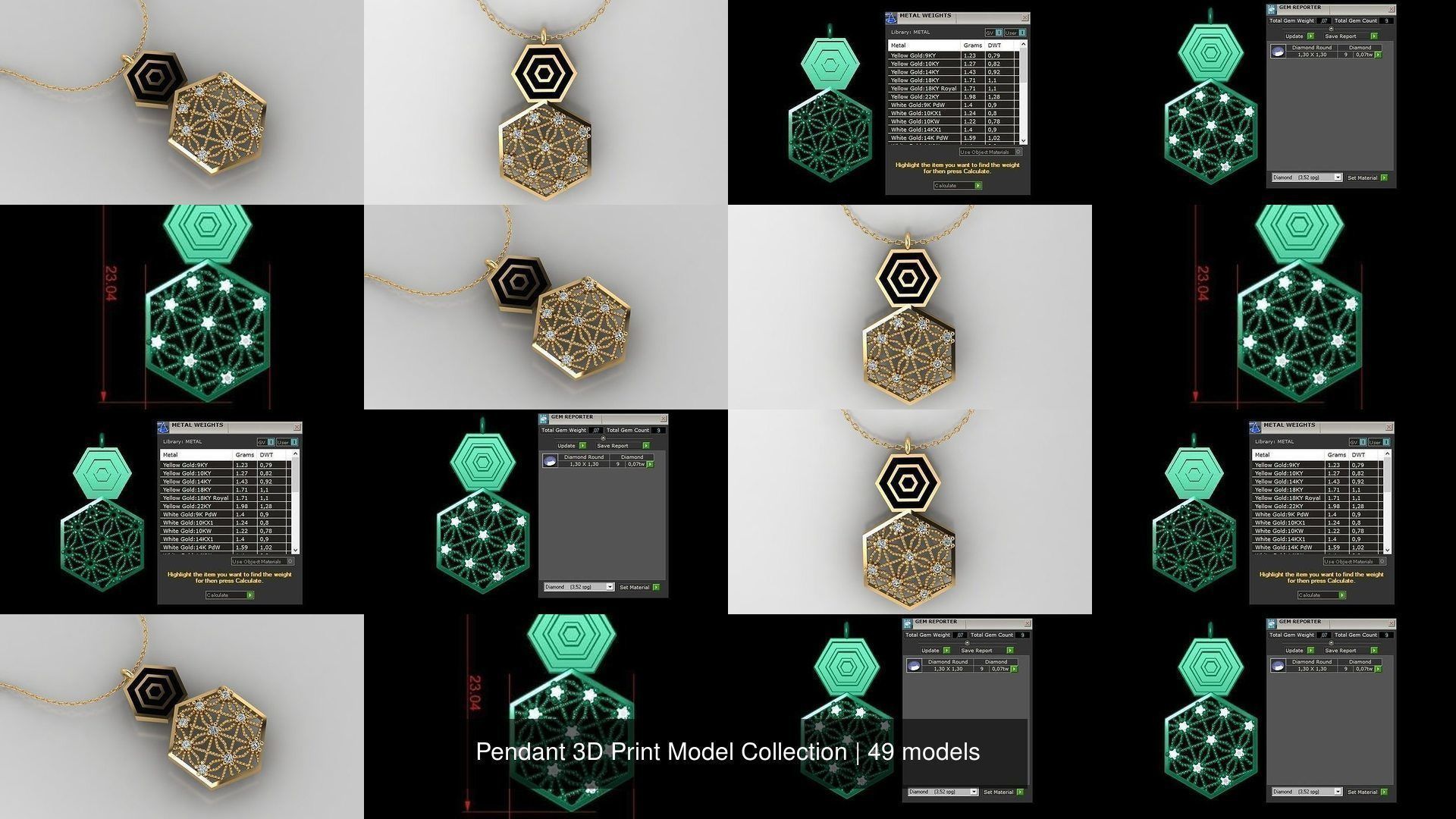Pendant 3D Print Model Collection with moon and stars _6