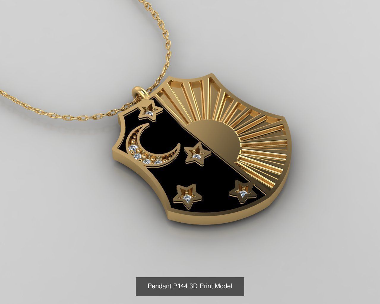 Pendant 3D Print Model Collection with moon and stars _21