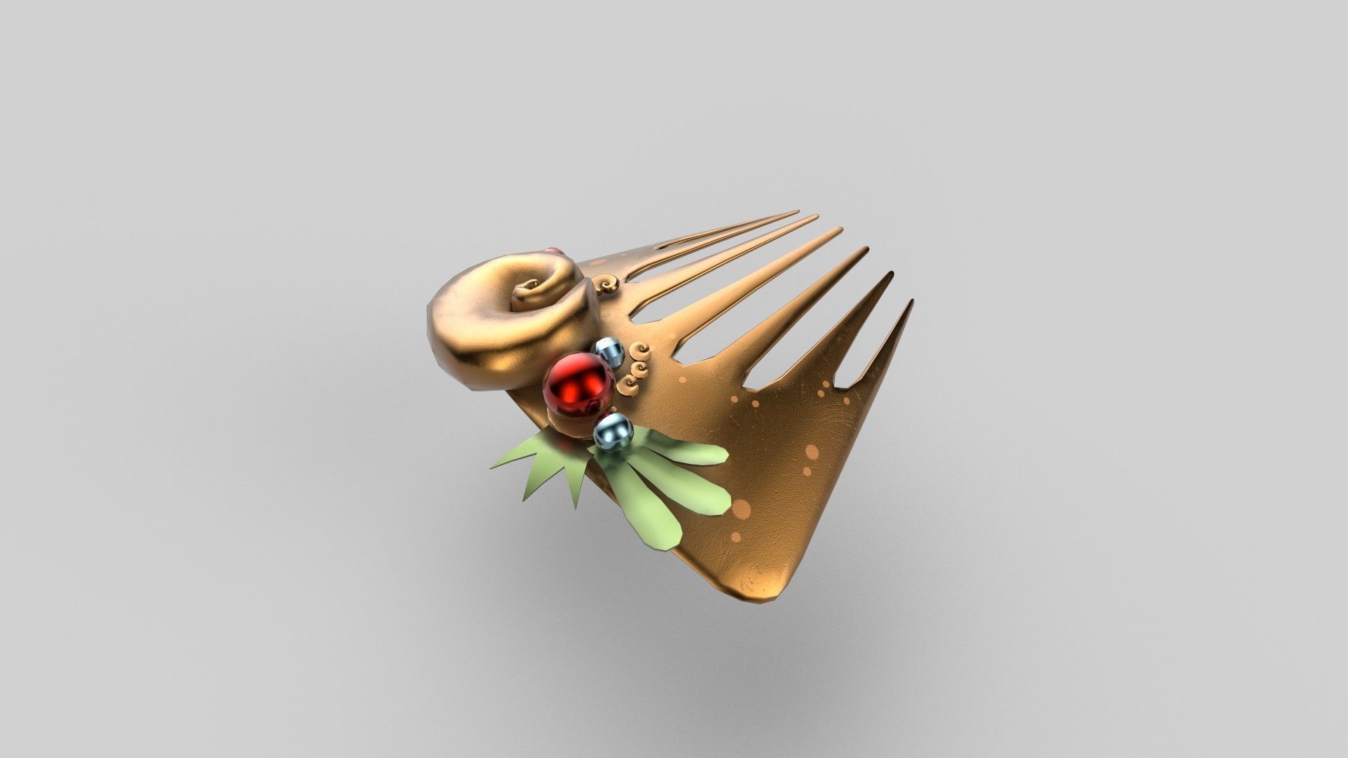 Fish comb Low-poly 3D model_3