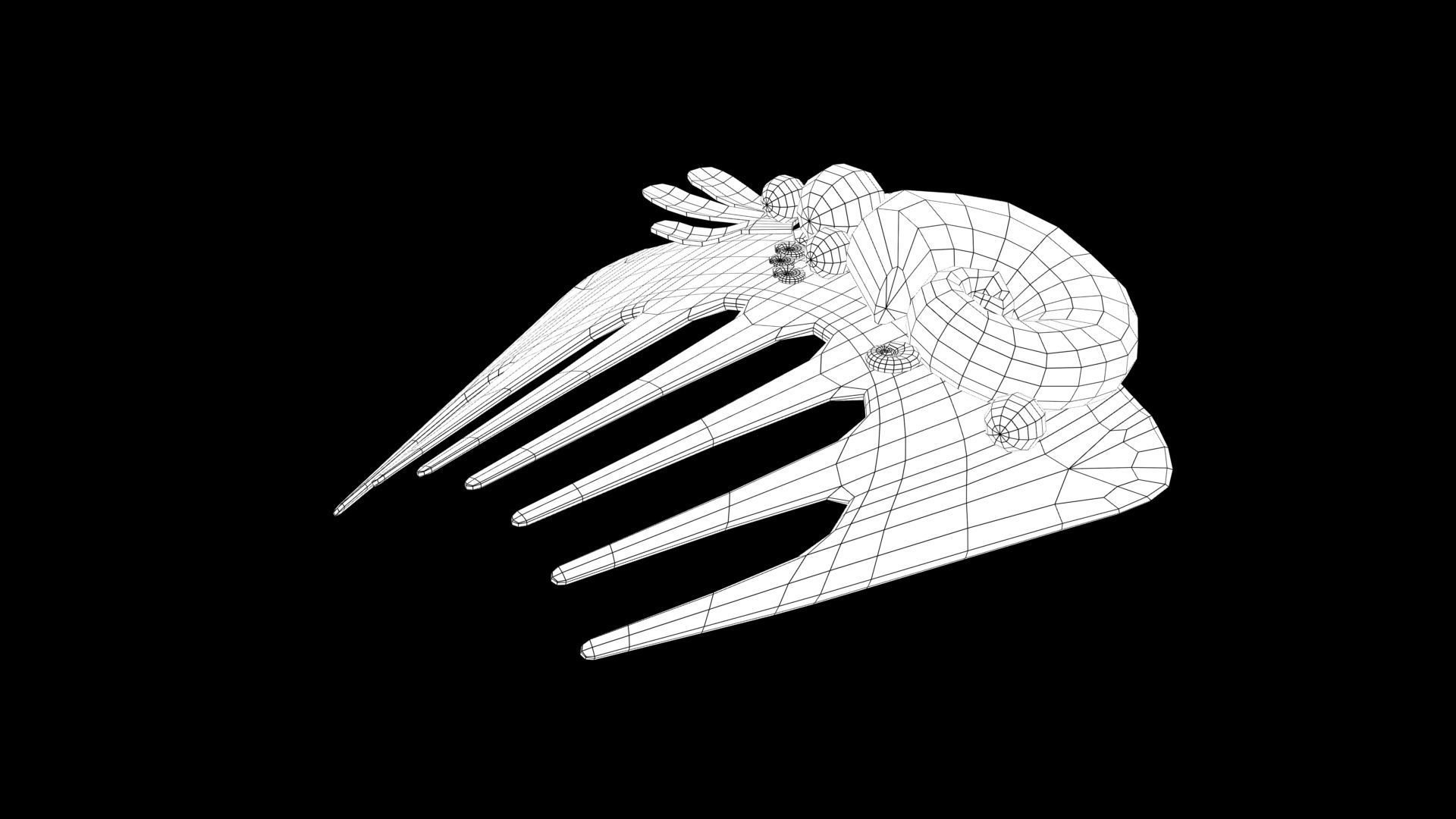 Fish comb Low-poly 3D model_6