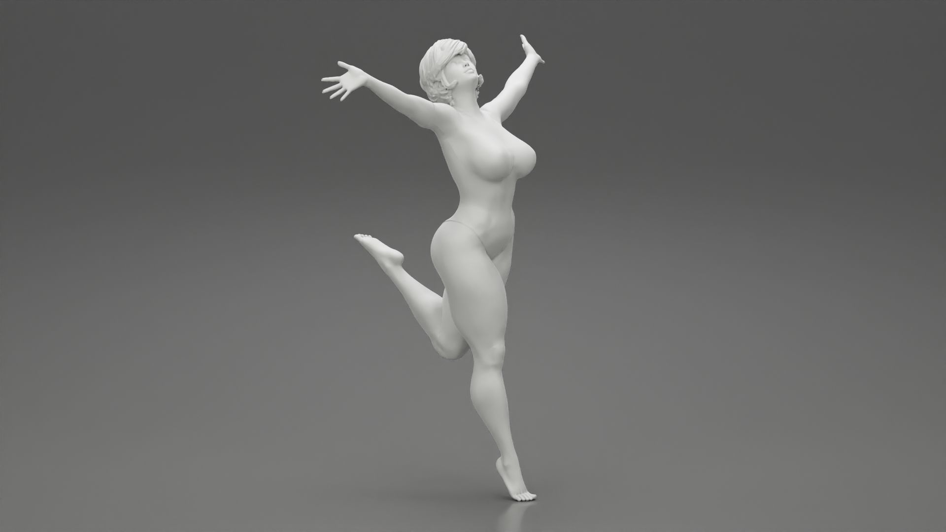 Happy Woman Jumping And Freedom 3D print model_1
