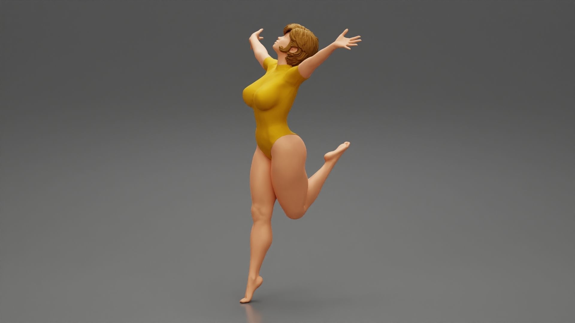 Happy Woman Jumping And Freedom 3D print model_8