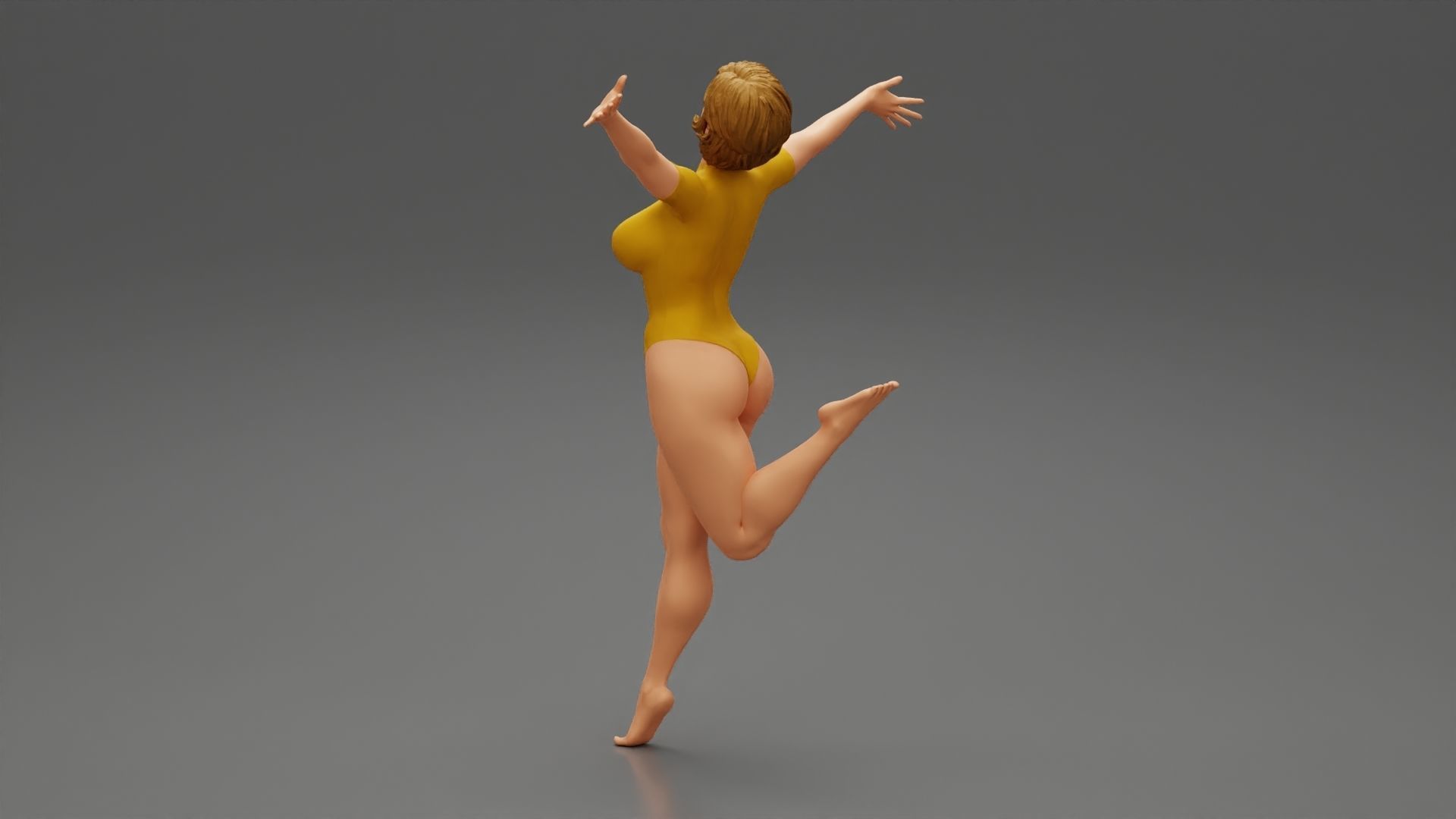 Happy Woman Jumping And Freedom 3D print model_6