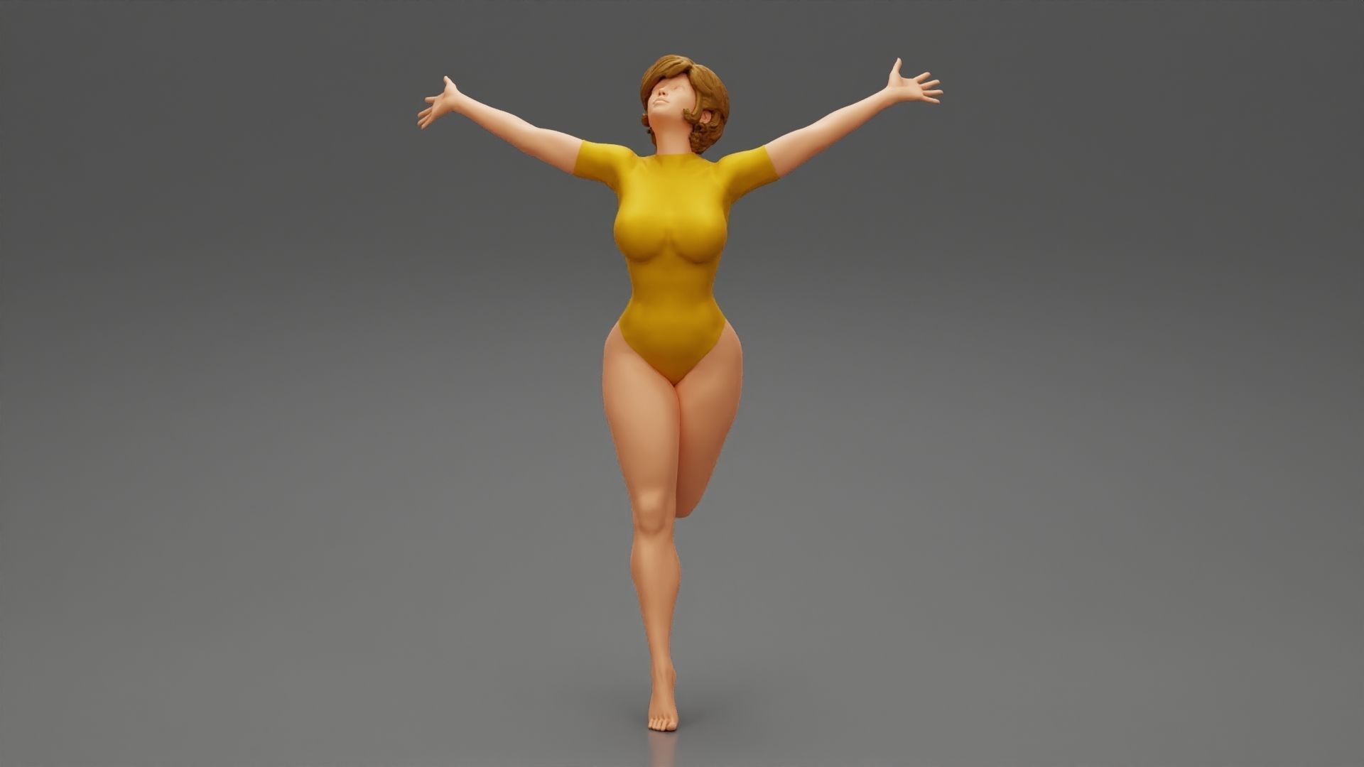 Happy Woman Jumping And Freedom 3D print model_10
