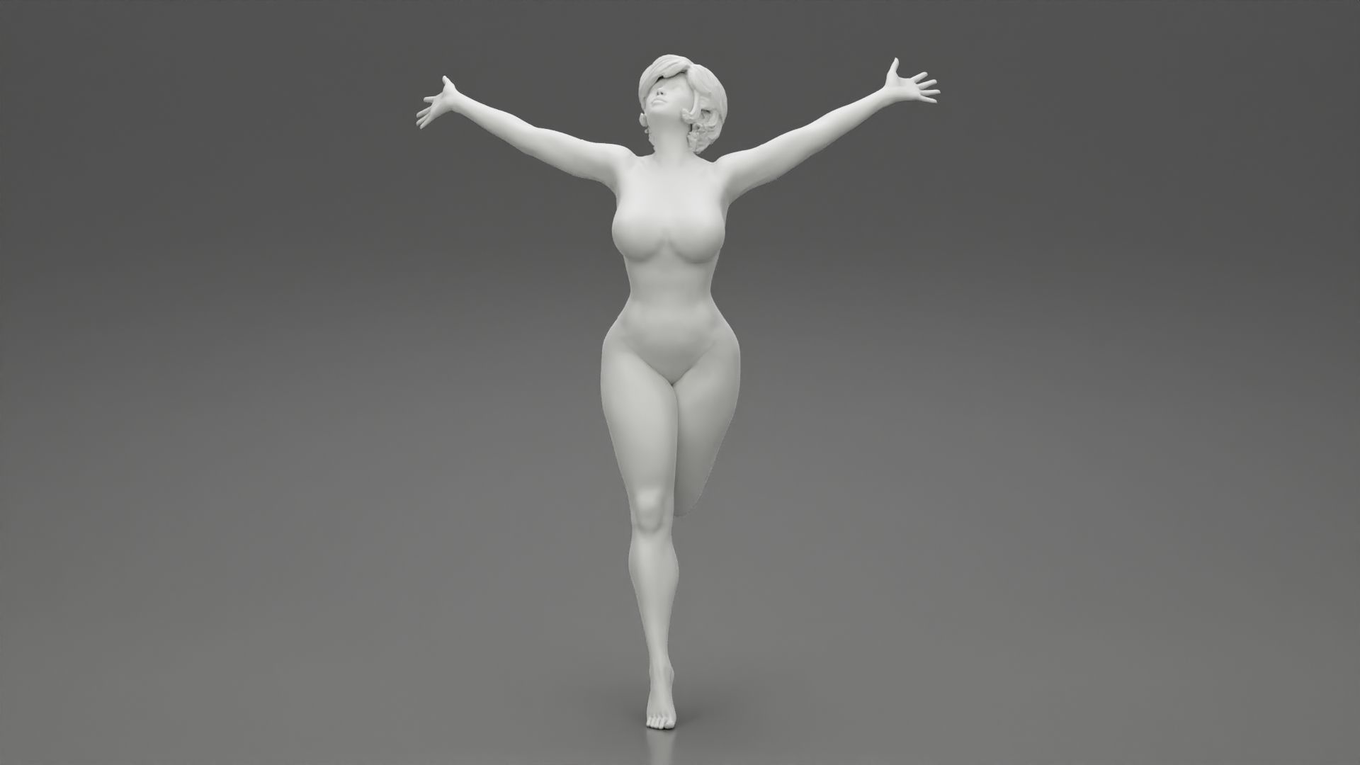 Happy Woman Jumping And Freedom 3D print model_11