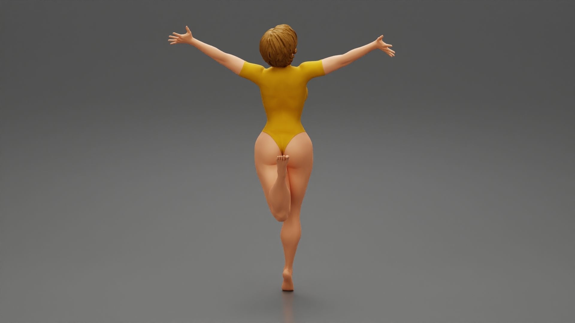 Happy Woman Jumping And Freedom 3D print model_4
