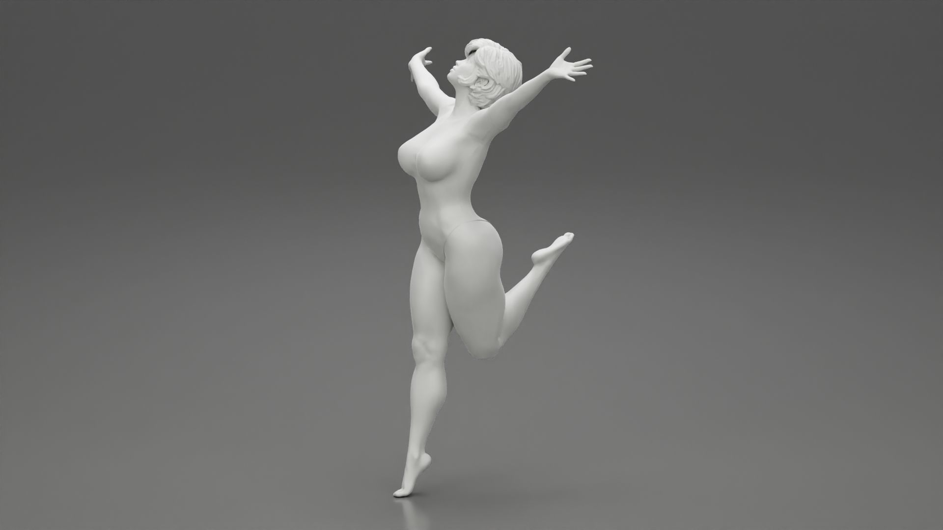 Happy Woman Jumping And Freedom 3D print model_9