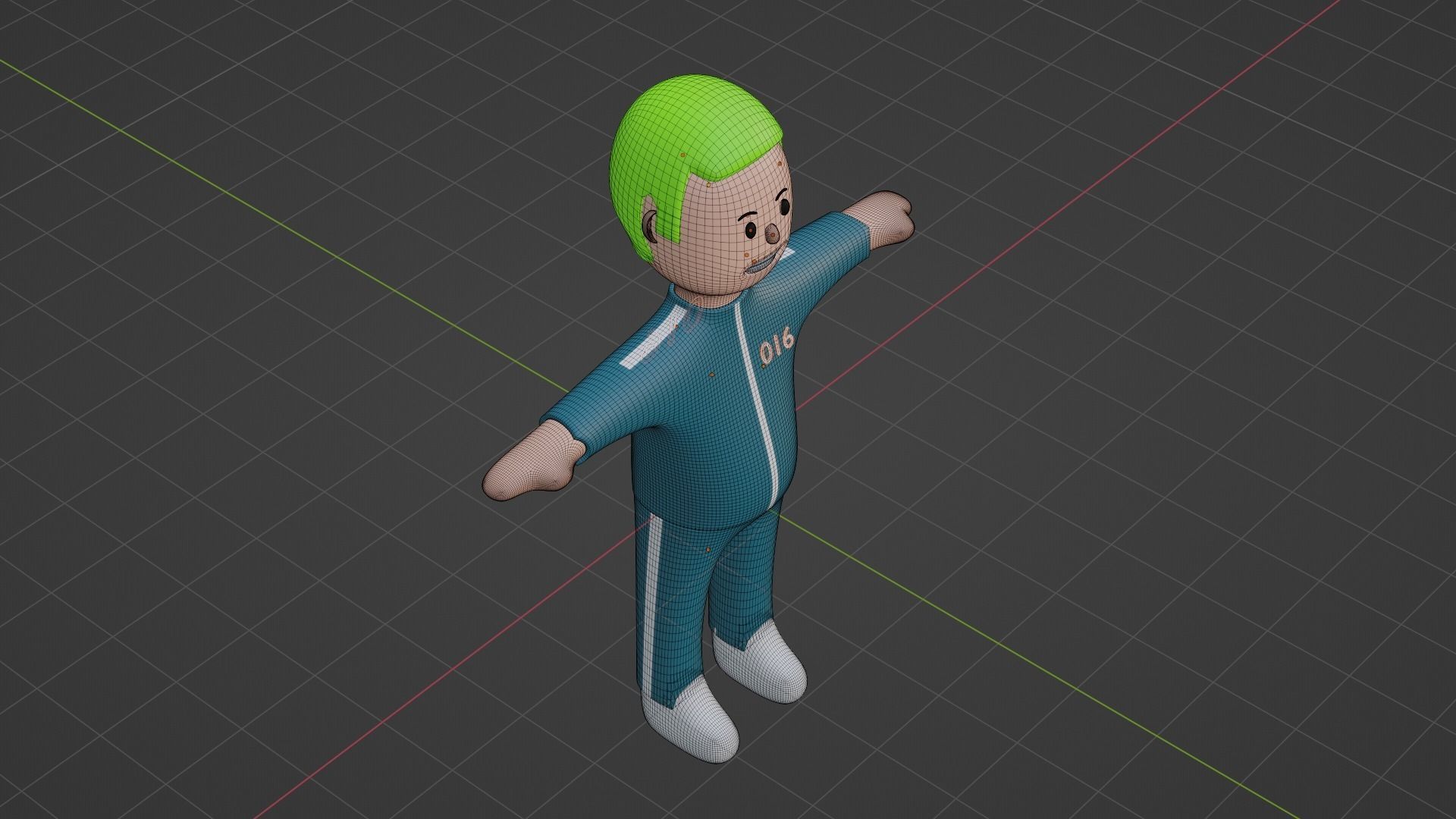 Squid Game Character - Number Sixteen Low-poly 3D model_6
