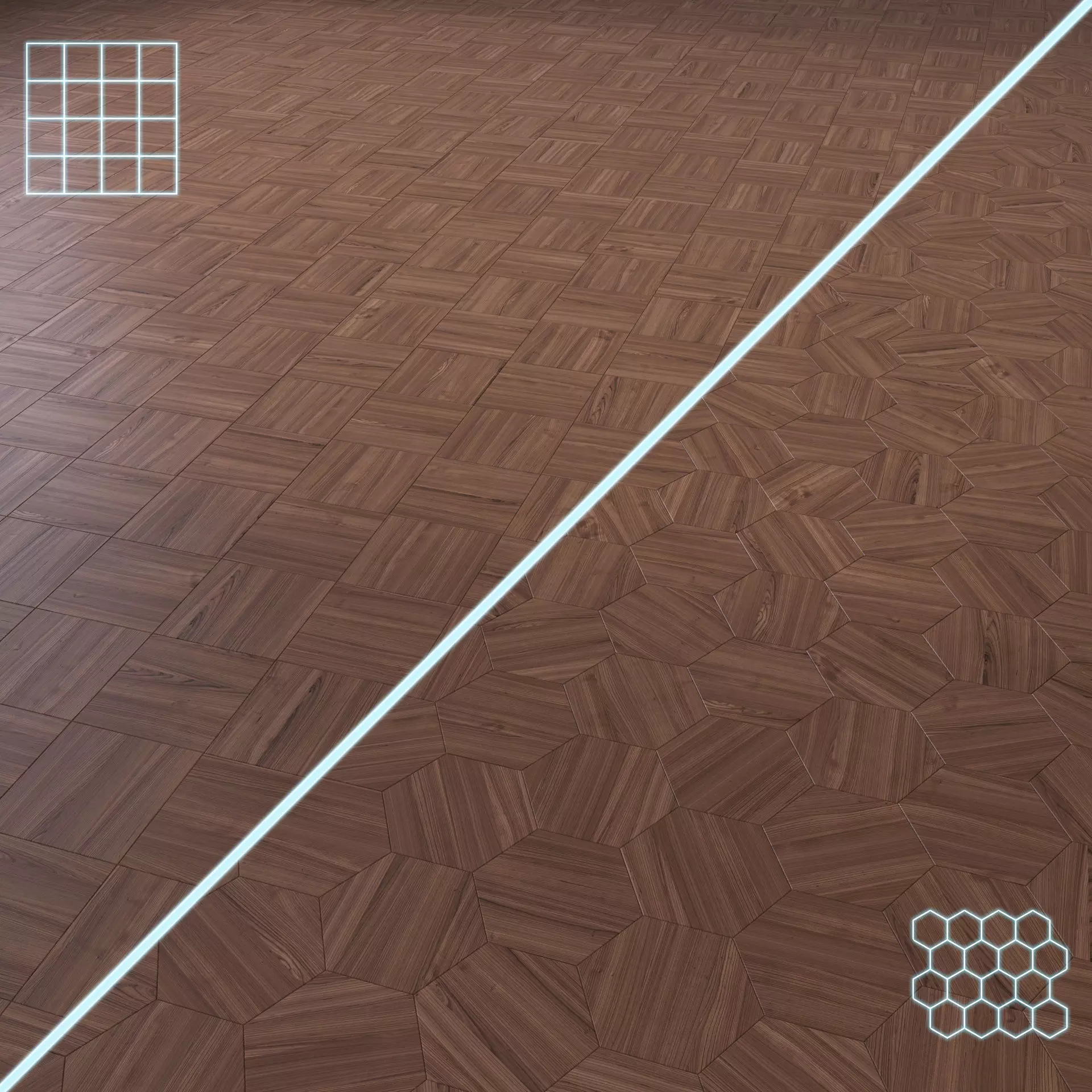 Parquet - Laminate - Wooden floor 2 in 1 Low-poly 3D model_0