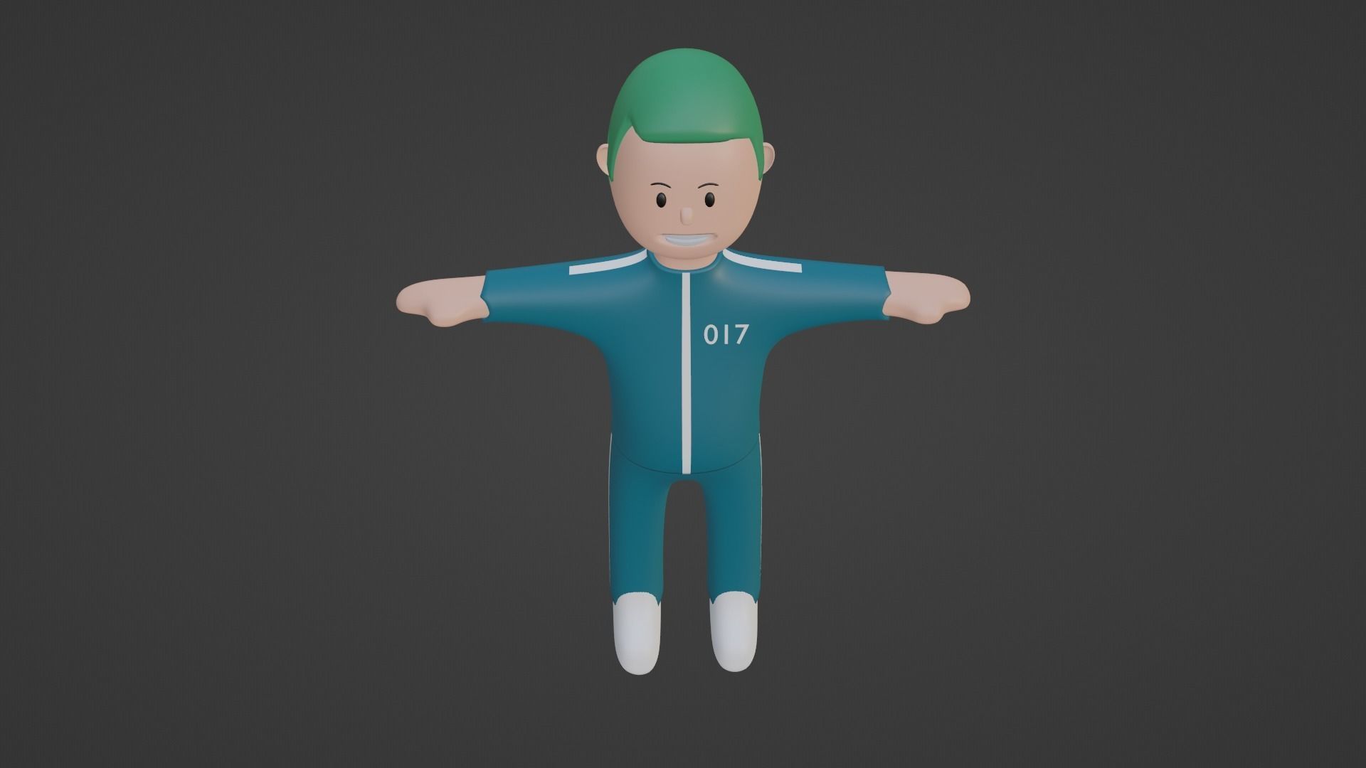 Squid Game Character - Number Seventeen Low-poly 3D model_5