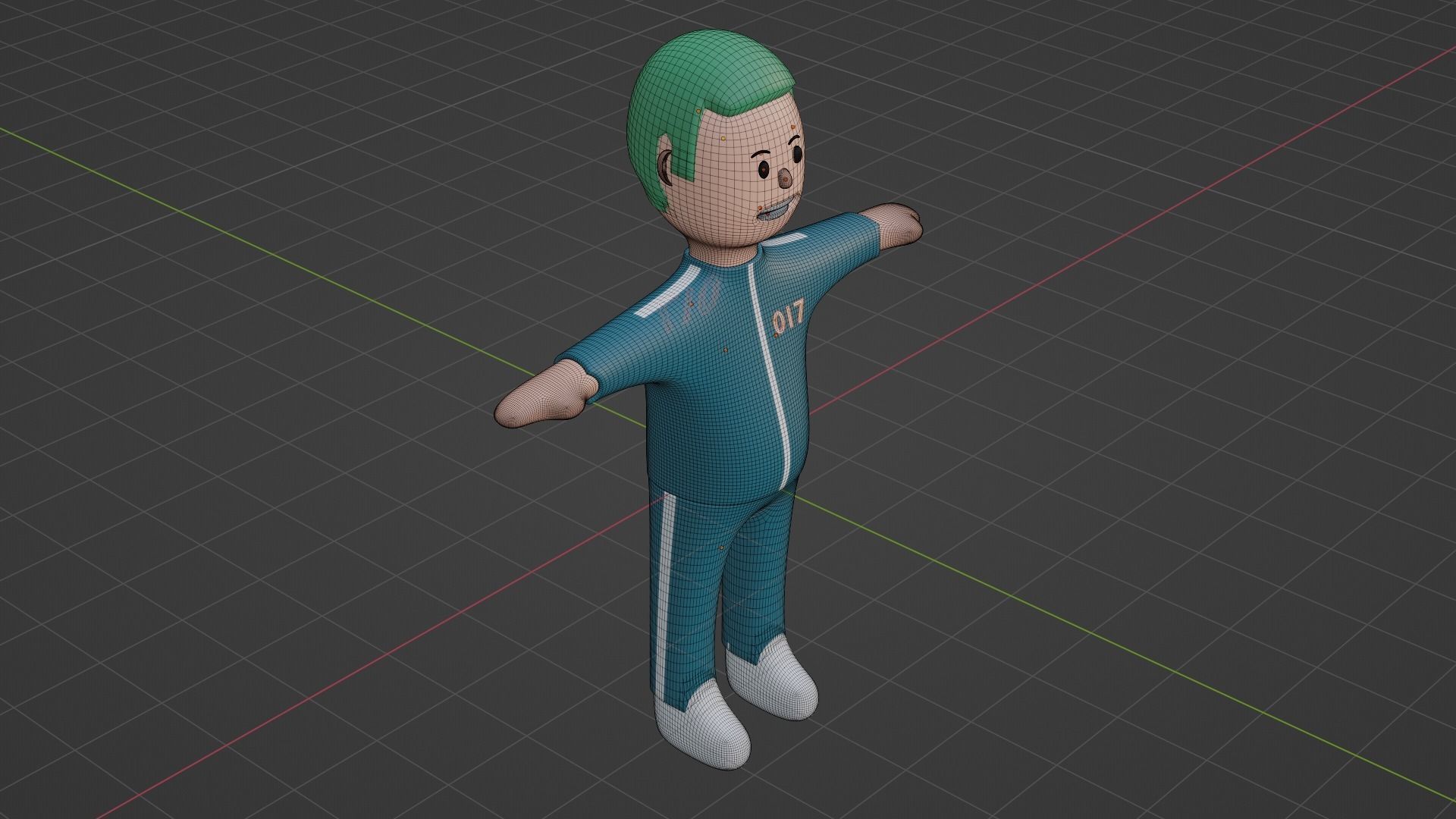 Squid Game Character - Number Seventeen Low-poly 3D model_6