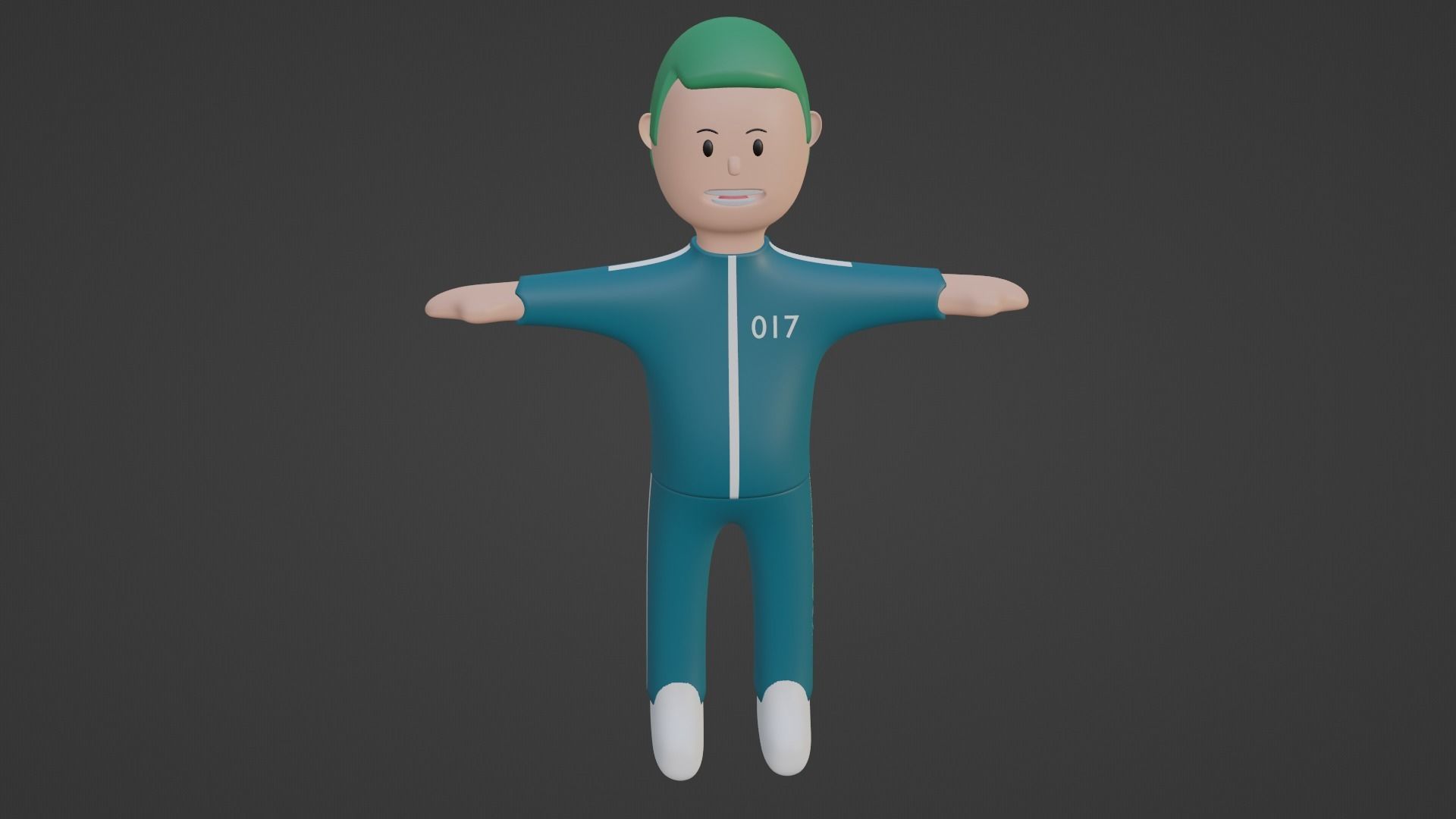 Squid Game Character - Number Seventeen Low-poly 3D model_1